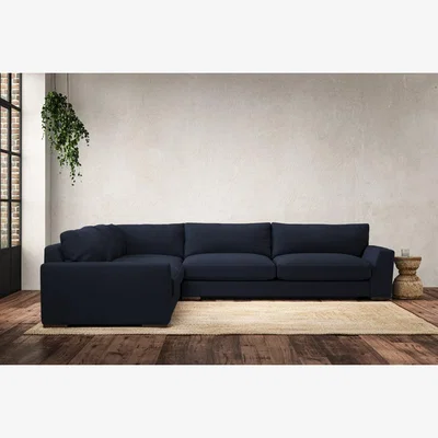 Nkuku Nkuku Guddu Left Hand Corner Sofa | Make To Order | Grand | Brera Linen Indigo