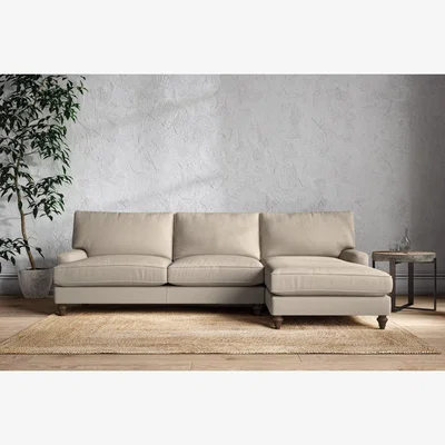 Nkuku Nkuku Marri Right Hand Chaise Sofa | Make To Order | Grand | Recycled Cotton Stone