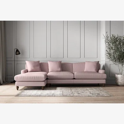 Nkuku Nkuku Deni Left Hand Chaise Sofa | Make To Order | Grand | Recycled Cotton Lavender