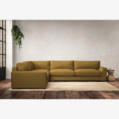 Nkuku Nkuku Guddu Left Hand Corner Sofa | Make To Order | Grand | Recycled Cotton Ochre