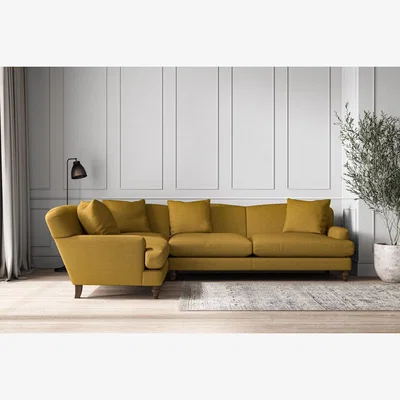 Nkuku Nkuku Deni Left Hand Corner Sofa | Make To Order | Grand | Recycled Cotton Ochre