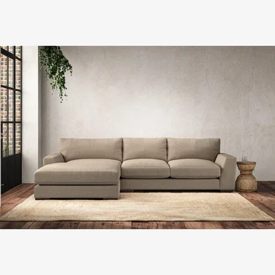 Nkuku Nkuku Guddu Left Hand Chaise Sofa | Make To Order | Medium | Brera Linen Pebble