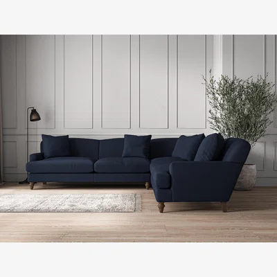 Nkuku Nkuku Deni Corner Sofa | Make To Order | Grand | Brera Linen Indigo
