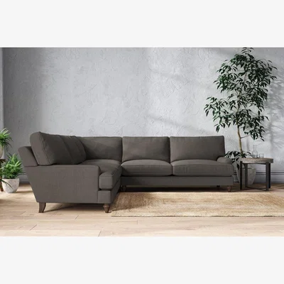 Nkuku Nkuku Marri Corner Sofa | Make To Order | Grand | Brera Linen Granite