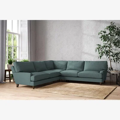 Nkuku Nkuku Marri Corner Sofa | Make To Order | Grand | Recycled Cotton Airforce
