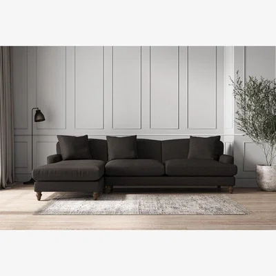 Nkuku Nkuku Deni Left Hand Chaise Sofa | Make To Order | Grand | Brera Linen Espresso