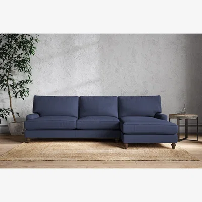 Nkuku Nkuku Marri Right Hand Chaise Sofa | Make To Order | Grand | Recycled Cotton Navy