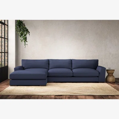 Nkuku Nkuku Guddu Left Hand Chaise Sofa | Make To Order | Large | Recycled Cotton Navy