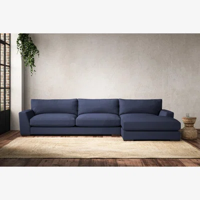 Nkuku Nkuku Guddu Right Hand Chaise Sofa | Make To Order | Grand | Recycled Cotton Navy