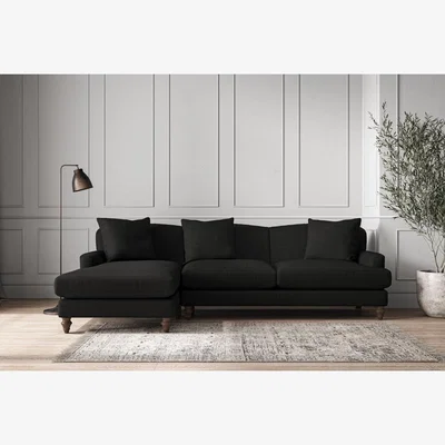 Nkuku Nkuku Deni Left Hand Chaise Sofa | Make To Order | Large | Brera Linen Charcoal