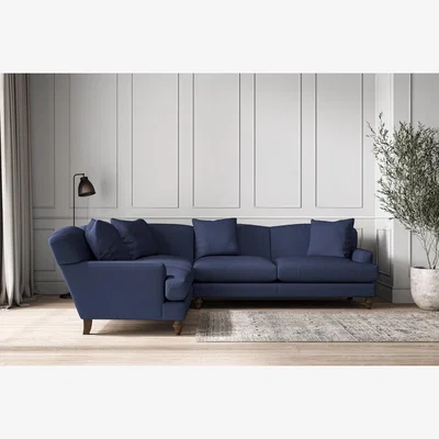 Nkuku Nkuku Deni Left Hand Corner Sofa | Make To Order | Super Grand | Recycled Cotton Navy