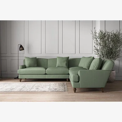 Nkuku Nkuku Deni Corner Sofa | Make To Order | Large | Brera Linen Jade