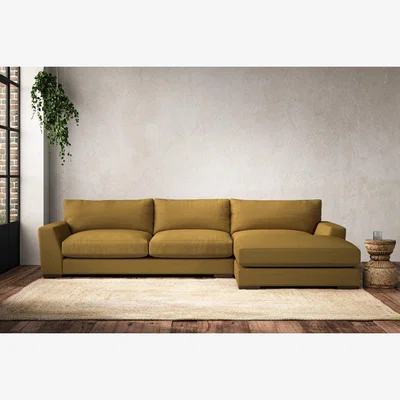 Nkuku Nkuku Guddu Right Hand Chaise Sofa | Make To Order | Large | Recycled Cotton Ochre
