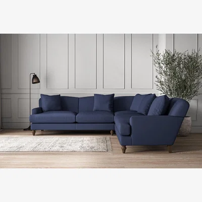 Nkuku Nkuku Deni Corner Sofa | Make To Order | Large | Recycled Cotton Navy