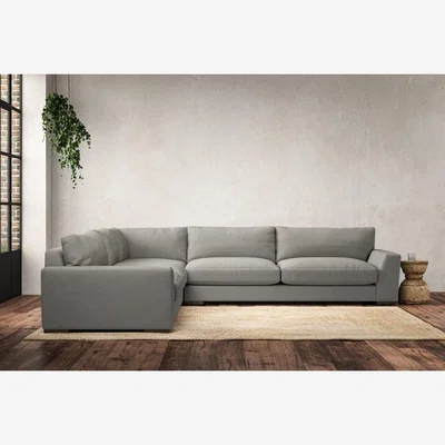 Nkuku Nkuku Guddu Left Hand Corner Sofa | Make To Order | Grand | Brera Linen Smoke