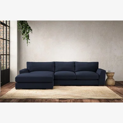 Nkuku Nkuku Guddu Left Hand Chaise Sofa | Make To Order | Medium | Brera Linen Indigo