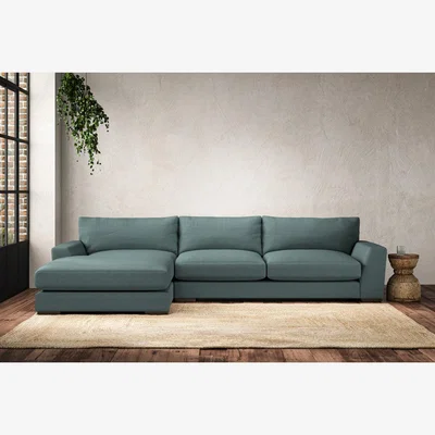 Nkuku Nkuku Guddu Left Hand Chaise Sofa | Make To Order | Large | Recycled Cotton Airforce