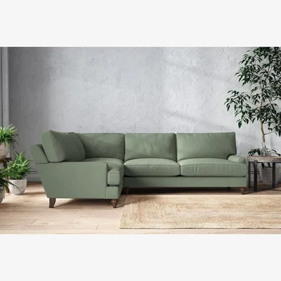 Nkuku Nkuku Marri Left Hand Corner Sofa | Make To Order | Grand | Brera Linen Jade