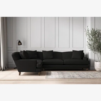 Nkuku Nkuku Deni Left Hand Corner Sofa | Make To Order | Grand | Brera Linen Charcoal