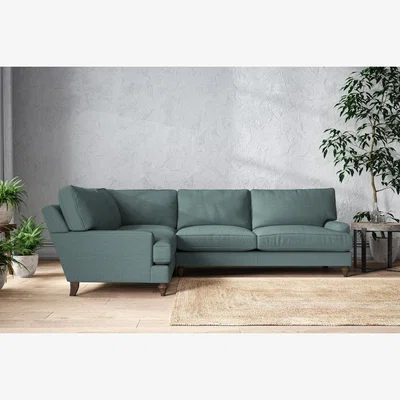 Nkuku Nkuku Marri Left Hand Corner Sofa | Make To Order | Grand | Recycled Cotton Airforce