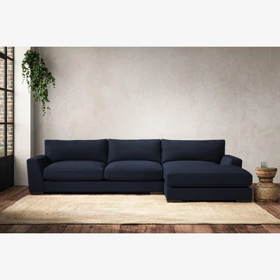 Nkuku Nkuku Guddu Right Hand Chaise Sofa | Make To Order | Large | Brera Linen Indigo