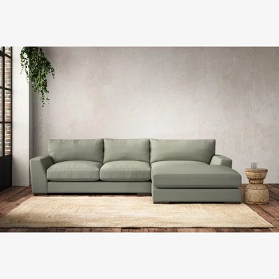 Nkuku Nkuku Guddu Right Hand Chaise Sofa | Make To Order | Medium | Recycled Cotton Seaspray