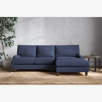 Nkuku Nkuku Marri Right Hand Chaise Sofa | Make To Order | Large | Recycled Cotton Navy