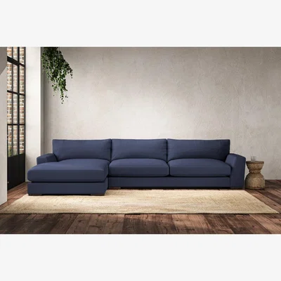 Nkuku Nkuku Guddu Left Hand Chaise Sofa | Make To Order | Grand | Recycled Cotton Navy