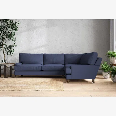 Nkuku Nkuku Marri Right Hand Corner Sofa | Make To Order | Grand | Recycled Cotton Navy