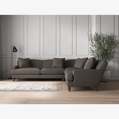 Nkuku Nkuku Deni Corner Sofa | Make To Order | Grand | Brera Linen Granite