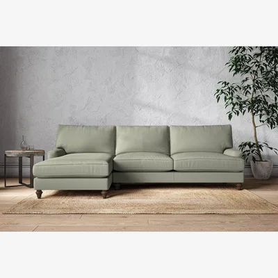 Nkuku Nkuku Marri Left Hand Chaise Sofa | Make To Order | Grand | Recycled Cotton Seaspray