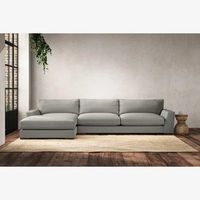 Nkuku Nkuku Guddu Left Hand Chaise Sofa | Make To Order | Grand | Brera Linen Smoke