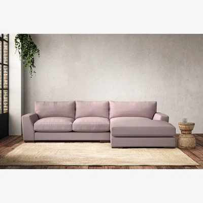 Nkuku Nkuku Guddu Right Hand Chaise Sofa | Make To Order | Medium | Recycled Cotton Lavender