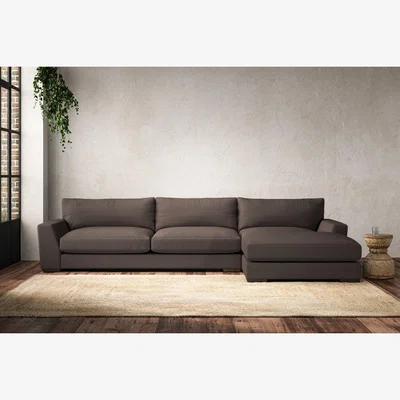 Nkuku Nkuku Guddu Right Hand Chaise Sofa | Make To Order | Grand | Recycled Cotton Mocha