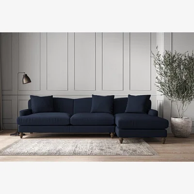 Nkuku Nkuku Deni Right Hand Chaise Sofa | Make To Order | Grand | Brera Linen Indigo