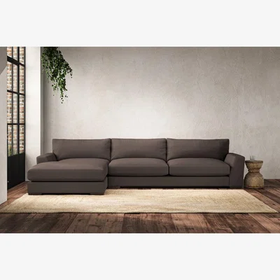 Nkuku Nkuku Guddu Left Hand Chaise Sofa | Make To Order | Grand | Recycled Cotton Mocha
