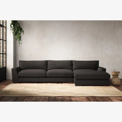 Nkuku Nkuku Guddu Right Hand Chaise Sofa | Make To Order | Grand | Brera Linen Espresso