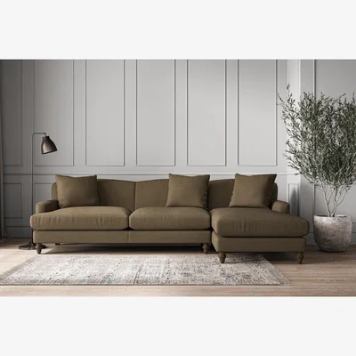 Nkuku Nkuku Deni Right Hand Chaise Sofa | Make To Order | Grand | Brera Linen Chestnut