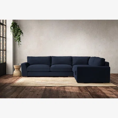 Nkuku Nkuku Guddu Right Hand Corner Sofa | Make To Order | Large | Brera Linen Indigo