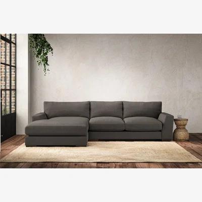 Nkuku Nkuku Guddu Left Hand Chaise Sofa | Make To Order | Medium | Brera Linen Granite