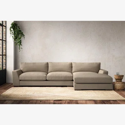 Nkuku Nkuku Guddu Right Hand Chaise Sofa | Make To Order | Large | Brera Linen Pebble