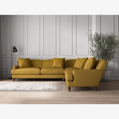 Nkuku Nkuku Deni Corner Sofa | Make To Order | Grand | Recycled Cotton Ochre