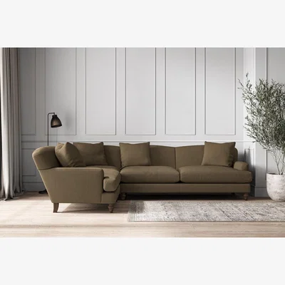 Nkuku Nkuku Deni Left Hand Corner Sofa | Make To Order | Grand | Brera Linen Chestnut