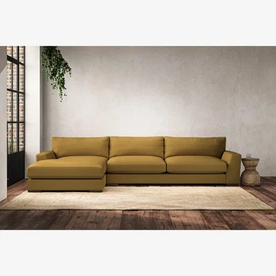 Nkuku Nkuku Guddu Left Hand Chaise Sofa | Make To Order | Grand | Recycled Cotton Ochre