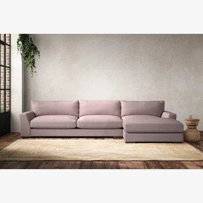 Nkuku Nkuku Guddu Right Hand Chaise Sofa | Make To Order | Grand | Recycled Cotton Lavender