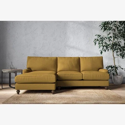 Nkuku Nkuku Marri Left Hand Chaise Sofa | Make To Order | Large | Recycled Cotton Ochre