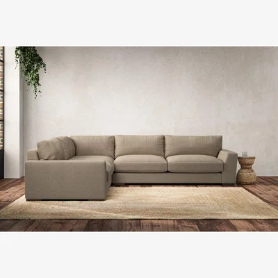 Nkuku Nkuku Guddu Left Hand Corner Sofa | Make To Order | Large | Brera Linen Pebble