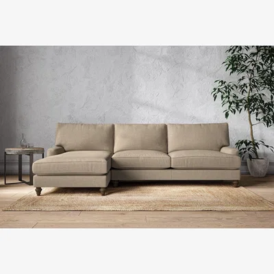 Nkuku Nkuku Marri Left Hand Chaise Sofa | Make To Order | Grand | Brera Linen Pebble