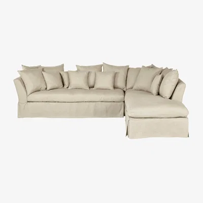OKA OKA, Loose Cover for Lamorna Corner Sofa - Natural Linen, Loose Covers, Linen