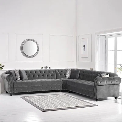 Oak&More Blake Grey Velvet Corner Sofa